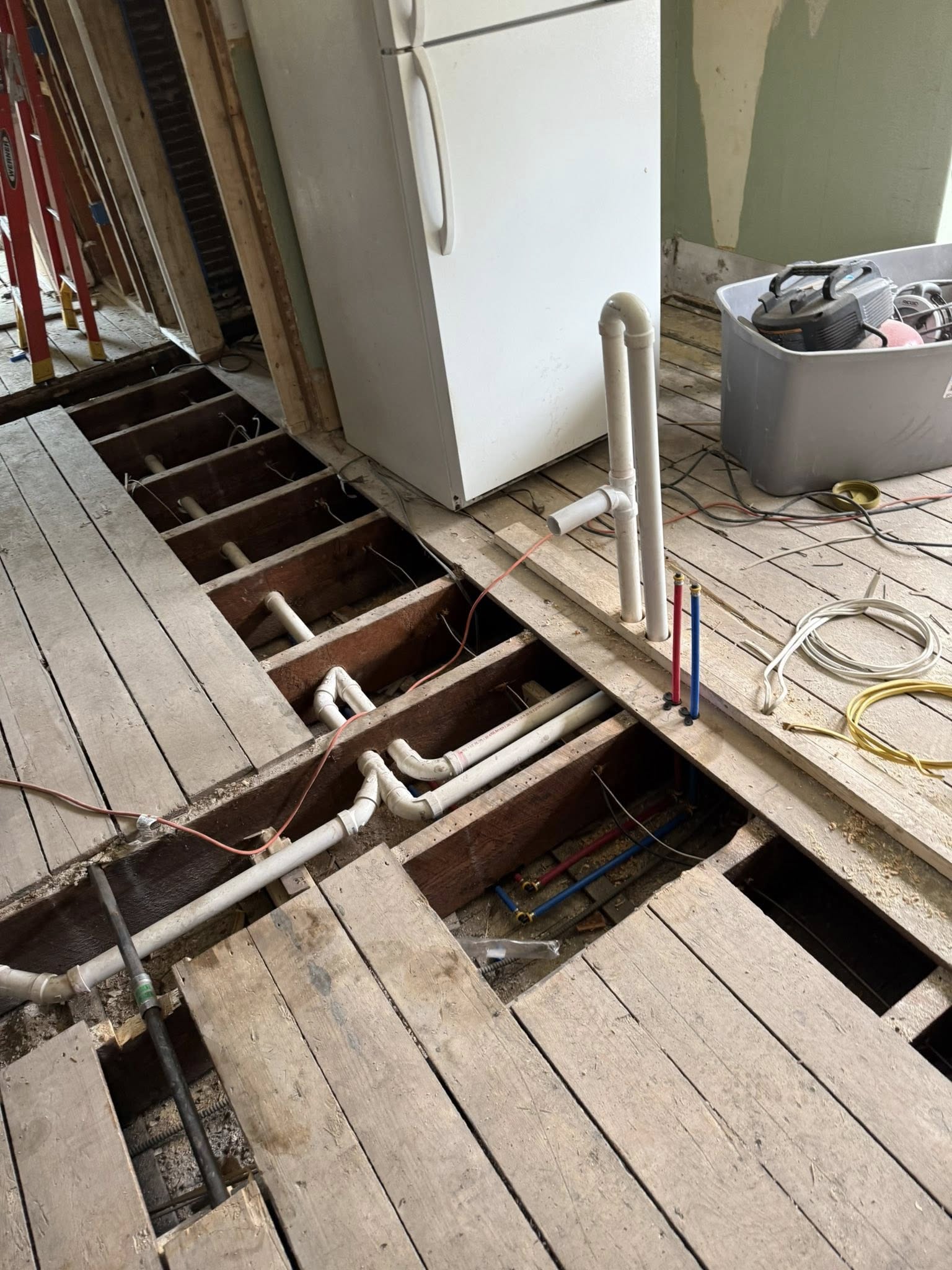 Renovation plumbing rough-in completed by JPG Plumbing & Heating